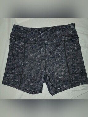 Pro Player Women's Black Marble-Pattern Bike Shorts
